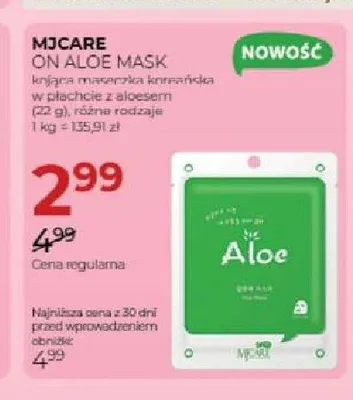 Kojąca maseczka koreańska Mjcare On Aloe Mask promocja w Drogerie Jawa