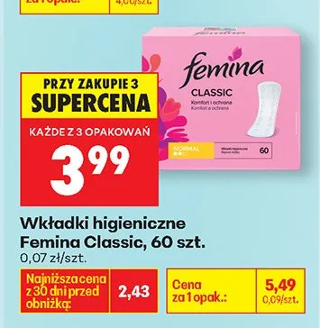 Wkładki higieniczne Classic promocja w Biedronka