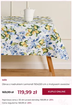 Obrus z nadrukiem Lemondi 150x220 cm z motywem owoców home&you promocja w home&you