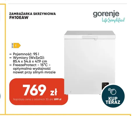 Zamrażarka skrzyniowa Gorenje FH10EAW promocja w Max Elektro