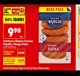 Kiełbasa śląska Mega Paka Kraina Wędlin promocja w Biedronka