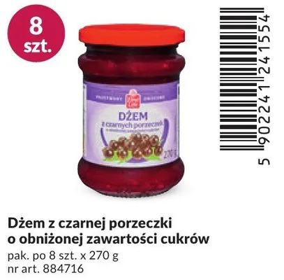 Dżem z czarnej porzeczki o obniżonej zawartości cukrów promocja w Makro
