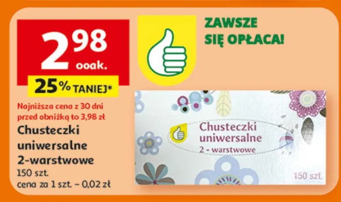 Chusteczki uniwersalne 2-warstwowe promocja w Auchan