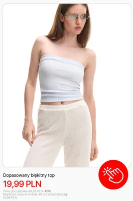 Top dopasowany błękitny Cropp promocja w Cropp