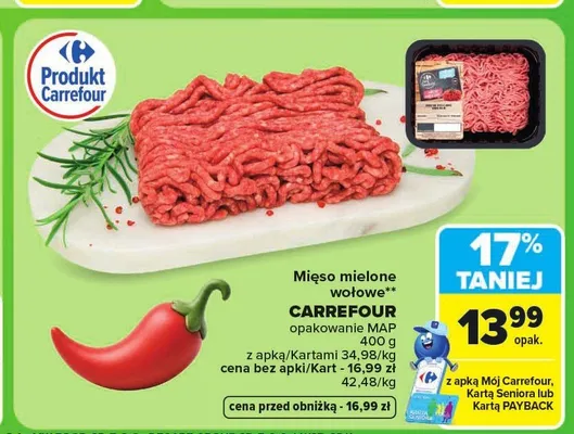 Mięso mielone wołowe Carrefour promocja w Carrefour Market