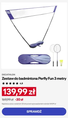 Zestaw do badmintona Perfly Fun 3 metry promocja w Decathlon