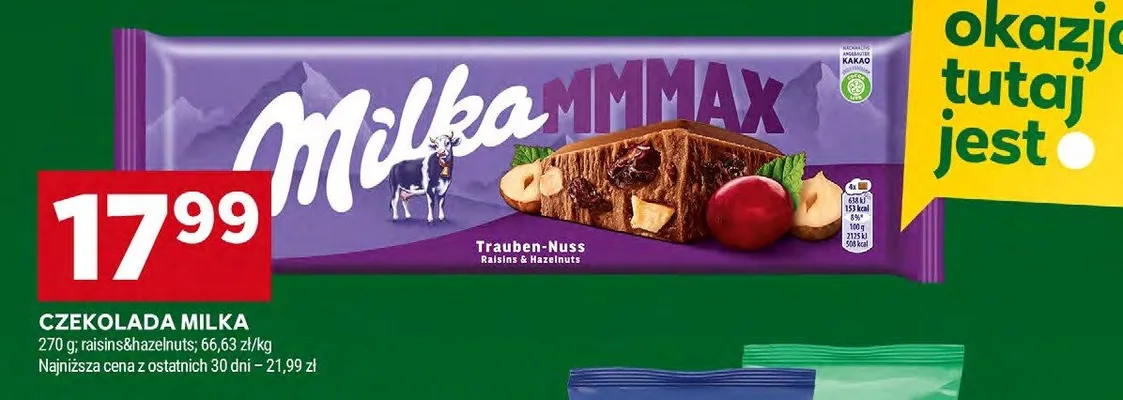 Czekolada Trauben-Nuss Raisins & Hazelnuts promocja w Stokrotka