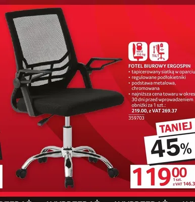 Fotel biurowy Ergospin promocja w Selgros
