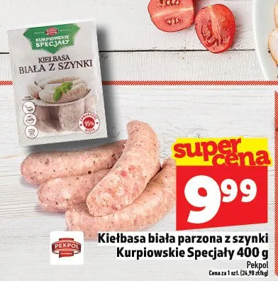 Kiełbasa biała parzona z szynki Kurpiowskie Specjały 400 g promocja w TOPAZ