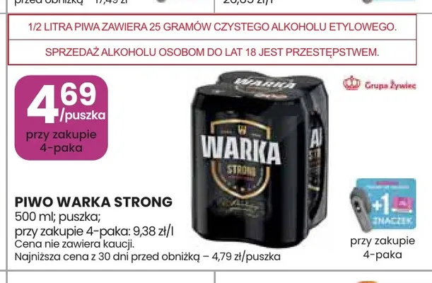 Piwo Warka Strong 4-pak promocja w Stokrotka