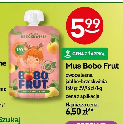 Mus Bobo Frut jabłko-brzoskwinia promocja w Żabka