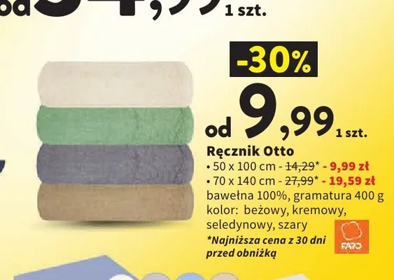 Ręcznik Faro Otto 50x100 cm promocja w Intermarche