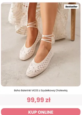 Balerinki Boho VICES z Szydełkową Cholewką promocja w Renee