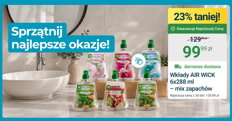 Wkłady do odświeżacza powietrza Air Wick 6-pak 288 ml promocja w ERLI