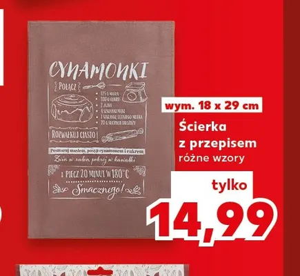 Ścierka z przepisem 18x29 cm promocja w Kaufland