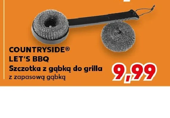 Szczotka z gąbką do grilla z zapasową gąbką COUNTRYSIDE LET'S BBQ promocja w Kaufland