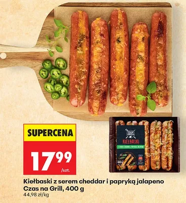 Kiełbaski z serem cheddar i papryką jalapeno promocja w Biedronka