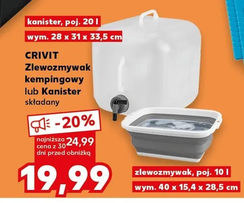 Zlewozmywak kempingowy CRIVIT promocja w Kaufland