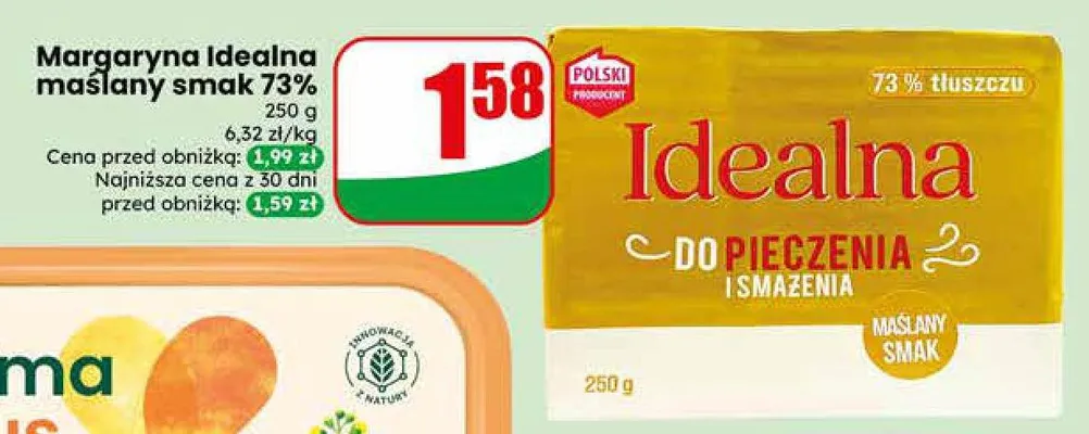Margaryna Idealna maślany smak 73% promocja w Dino