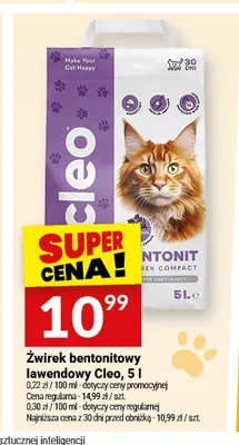 Żwirek bentonitowy lawendowy Cleo promocja w Twój Market