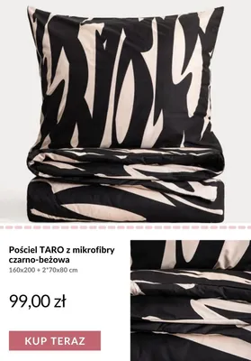 Pościel Taro z mikrofibry czarno-beżowa 160x200+2*70x80 cm promocja w Homla