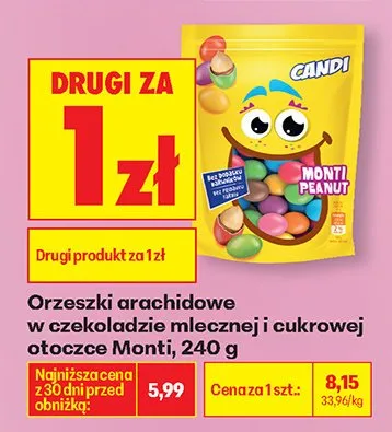 Orzeszki arachidowe w czekoladzie mlecznej i cukrowej otoczce promocja w Biedronka