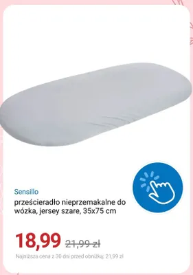 Prześcieradło nieprzemakalne do wózka Sensillo jersey szare 35x75 cm promocja w Smyk