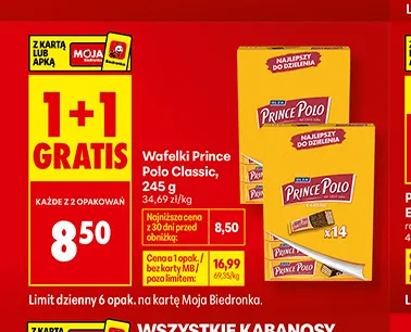 Wafelki Prince Polo Classic promocja w Biedronka