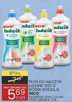 Płyn do naczyń Ludwik 900 g różne rodzaje Inco promocja w Wafelek