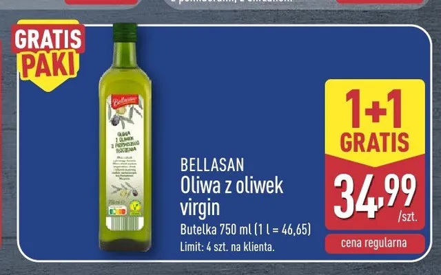 Oliwa z oliwek virgin Bellasan promocja w Aldi