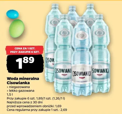Woda mineralna Cisowianka niegazowana lub lekko gazowana promocja w Netto