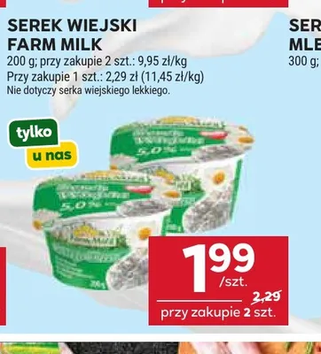 Serek wiejski Farm Milk promocja w Stokrotka