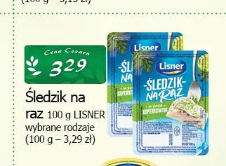 Śledzik na raz z cebulką Lisner promocja w CEZAR Delikatesy