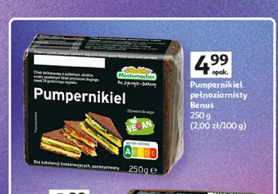 Pumpernikiel pełnoziarnisty Benus promocja w Auchan