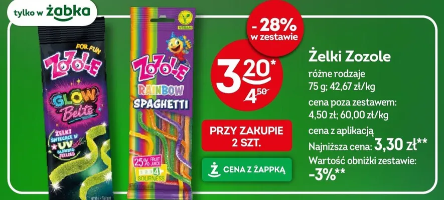 Żelki Glow Belts Zozole promocja w Żabka