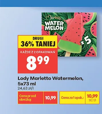 Lody Marletto Watermelon 5-pak 73ml promocja w Biedronka