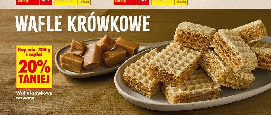 Wafle krówkowe na wagę promocja w Biedronka