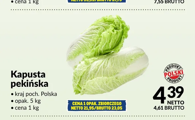 Kapusta pekińska polska promocja w Makro