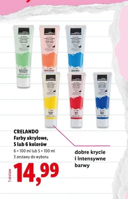 Farby akrylowe Crelando 5-pak promocja w Lidl
