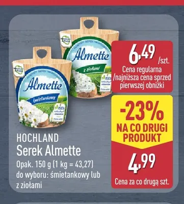 Serek Almette śmietankowy Hochland promocja w Aldi