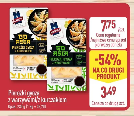Pierożki gyoza z warzywami Go Asia Konspol promocja w Aldi