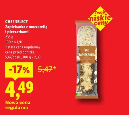 Zapiekanka z mozzarellą i pieczarkami Chef Select promocja w Lidl
