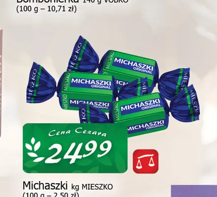 Cukierki Michaszki Mieszko promocja w CEZAR Delikatesy