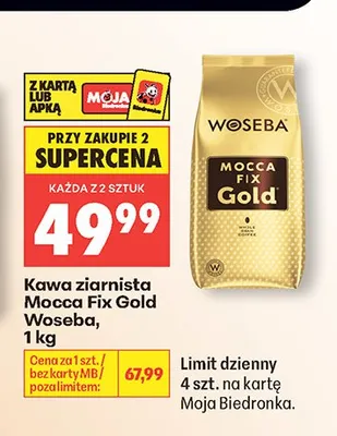 Kawa ziarnista Mocca Fix Gold Woseba promocja w Biedronka