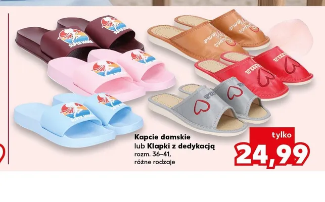 Kapcie damskie z dedykacją rozm. 36-41 Kaufland promocja w Kaufland