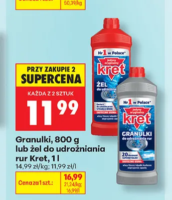 Żel do udrożniania rur Kret promocja w Biedronka