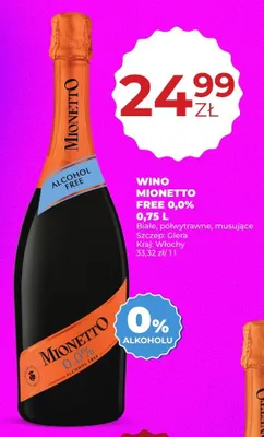 Wino bezalkoholowe Mionetto Free promocja w Duży Ben