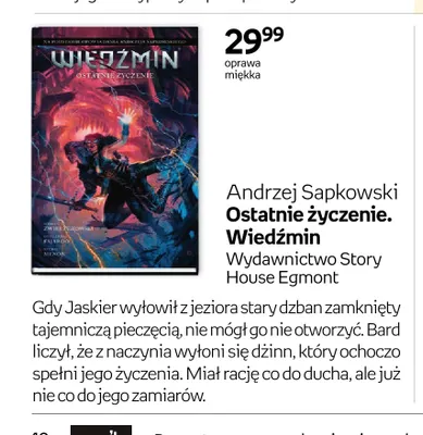 Książka Ostatnie życzenie. Wiedźmin promocja w Empik