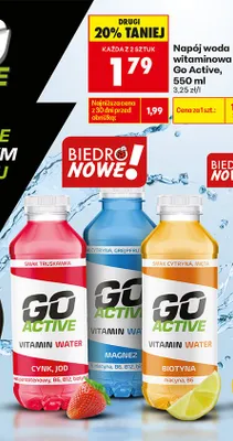 Napój woda witaminowa truskawka Go Active promocja w Biedronka