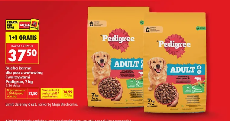 Karma dla psa z wołowiną i drobiem Pedigree promocja w Biedronka
